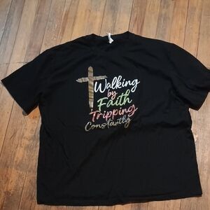 Black Graphic Tee with Faith Print